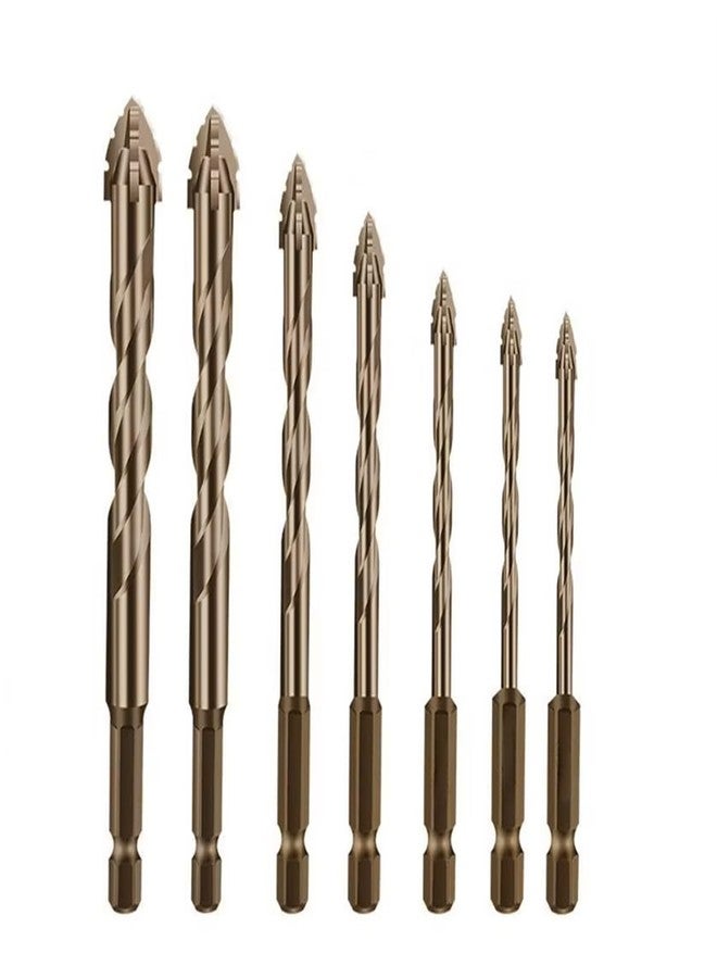 Serplex® 7Pcs Alloy Steel Carbide Drill Bits for Ceramic Tiles, Ceramic, Glass Marble Concrete 3/4/5/6/8/10/12mm High Impact 4-Edge Sawtooth Power Drill Bits Hex Shank Hole Opener Bit - Image 1